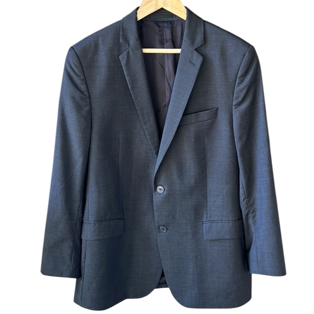 Versace Collection 100% Wool Men’s US38 Blazer Jacket Charcoal Gray Plaid